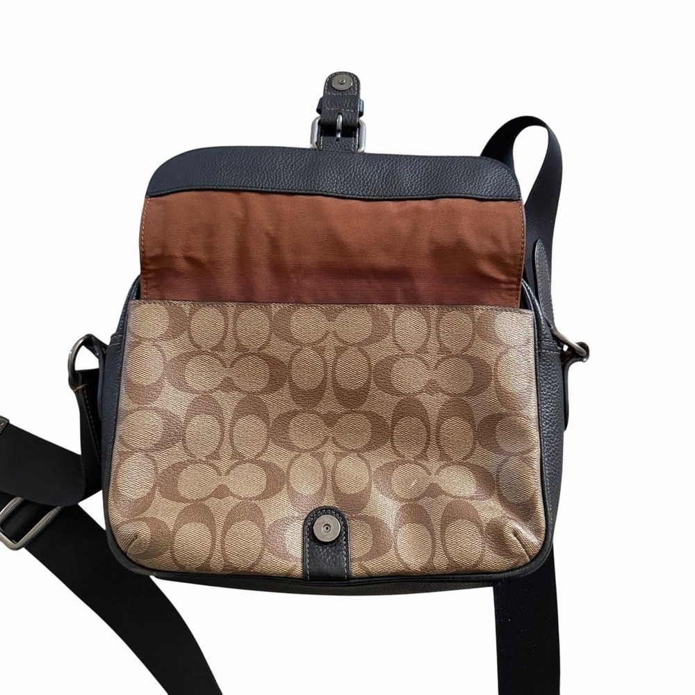 Coach C8143 Hudson Crossbody Bag Signature Canvas In Gun Metal/Khali - Picture 2 of 8